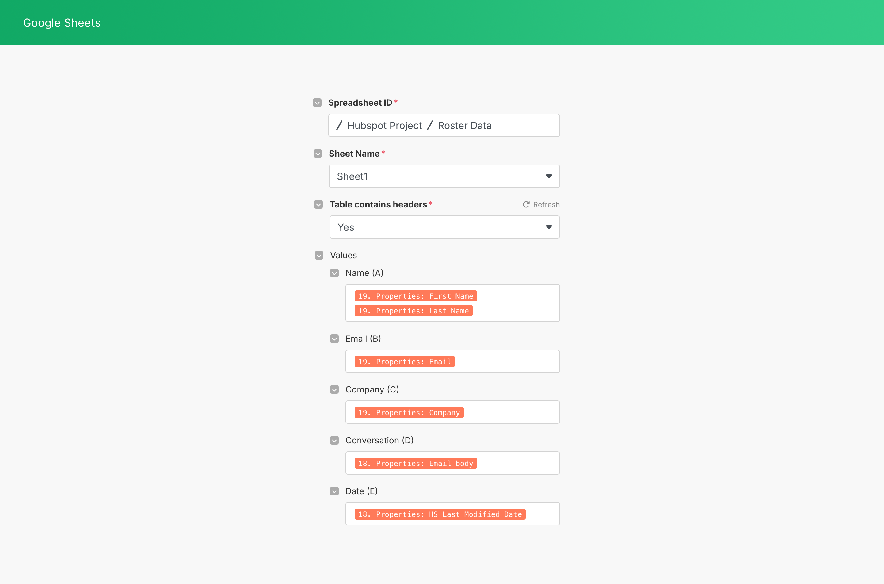 Add Row to Google Sheets